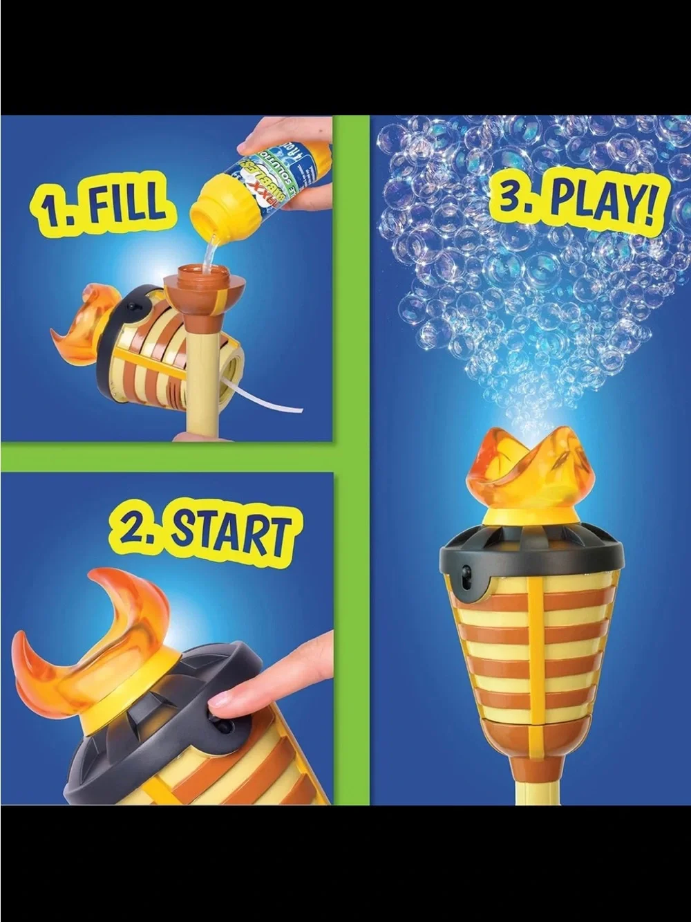 Tiki Torch Bubbler Toy — Brown and Yellow